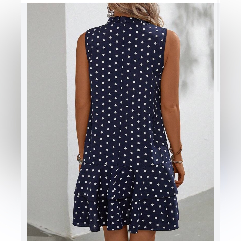 Navy Polka Dot Midi Dress
